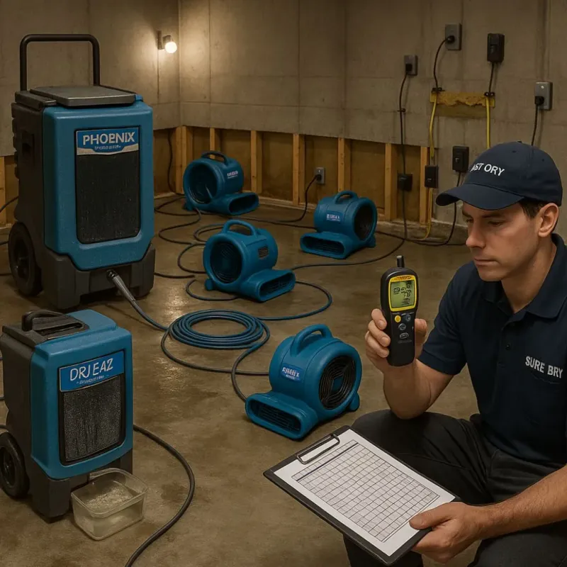 Structural Drying and Dehumidification process in Stratford, WI